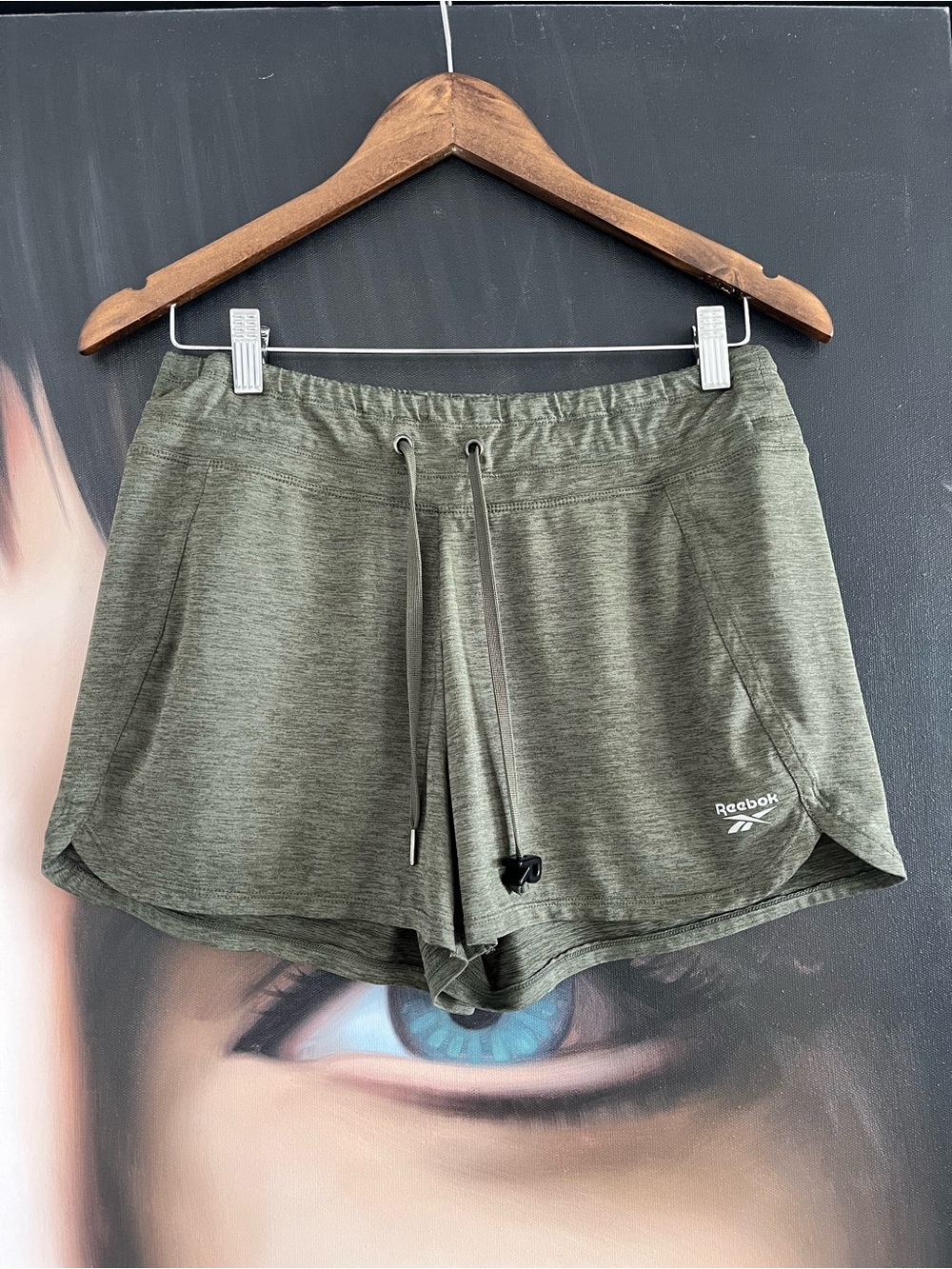 Reebok Olive Green Drawstring Athletic Shorts